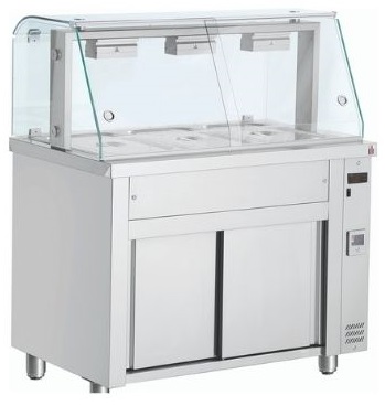 INOMAK MFV711 Επιδαπέδιο Μπαιν Μαρί σε Ουδέτερο Ερμάριο με Βιτρίνα Full Showcase, για 3 Λεκανάκια GN, 1102 mm INOMAK MFV711 Επιδαπέδιο Μπαιν Μαρί σε Ουδέτερο Ερμάριο με Βιτρίνα Full Showcase, για 3 Λεκανάκια GN, 1102 mm