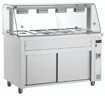 INOMAK MFV714 Επιδαπέδιο Μπαιν Μαρί σε Ουδέτερο Ερμάριο με Βιτρίνα Full Showcase, για 4 Λεκανάκια GN, 1406 mm INOMAK MFV714 Επιδαπέδιο Μπαιν Μαρί σε Ουδέτερο Ερμάριο με Βιτρίνα Full Showcase, για 4 Λεκανάκια GN, 1406 mm