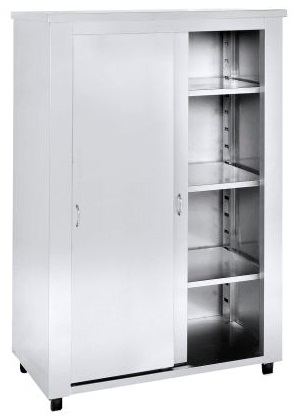 Niki Inox ER SK 120 Ερμάριο Σκευών με 3 Ρυθμιζόμενα Ράφια και 2 Συρόμενες Πόρτες, 1200 mm Niki Inox ER SK 120 Ερμάριο Σκευών με 3 Ρυθμιζόμενα Ράφια και 2 Συρόμενες Πόρτες, 1200 mm