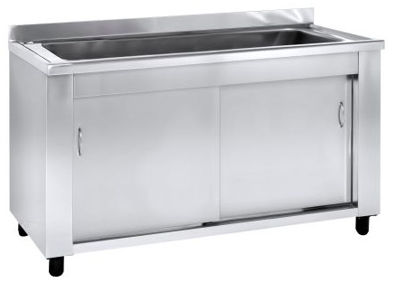 Niki Inox LK SK 120 Λάντζα Σκευών Κλειστή με 1 Γούρνα και 2 Συρόμενες Πόρτες, 1200 mm Niki Inox LK SK 120 Λάντζα Σκευών Κλειστή με 1 Γούρνα και 2 Συρόμενες Πόρτες, 1200 mm