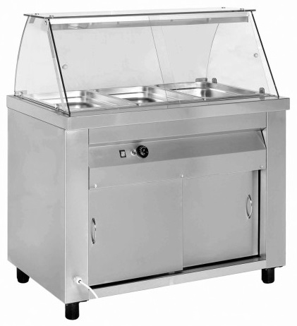 Niki Inox MM ED 107G Μπαιν-μαρί Θερμαινόμενη Βιτρίνα Προβολής με Λάμπες Αλογόνου και 2 Συρόμενες Πόρτες, για 3 Λεκανάκια GN 1/1, 1070 mm Niki Inox MM ED 107G Μπαιν-μαρί Θερμαινόμενη Βιτρίνα Προβολής με Λάμπες Αλογόνου και 2 Συρόμενες Πόρτες, για 3 Λεκανάκια GN 1/1, 1070 mm